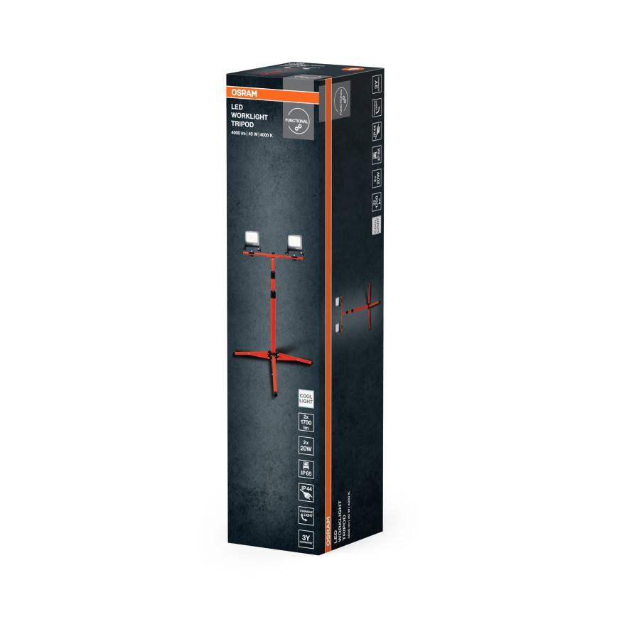 Osram - Proiettore LED con supporto TRIPOD 2xLED/20W/230V 4000K IP65 arancione/antracite