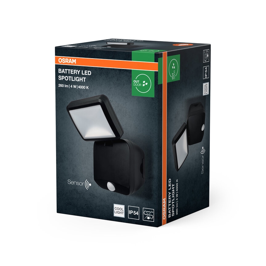 Osram - Proiettore LED da parete per esterni con sensore BATTERY LED/4W/4xD IP54