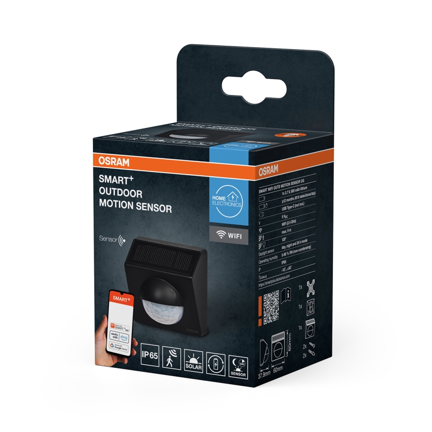 Osram - Sensore di movimento solare per esterni SMART+ 3,7V antracite IP65 Wi-Fi 800 mAh