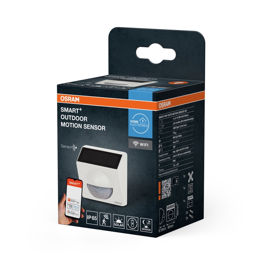 Osram - Sensore di movimento solare per esterni SMART+ 3,7V bianco IP65 Wi-Fi 800 mAh