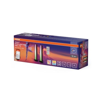 Osram - Confezione da 2 lampade da tavolo dimmerabili LED RGBW MOOD LIGHT LED/4W/230V 2700-6500K Wi-Fi + telecomando