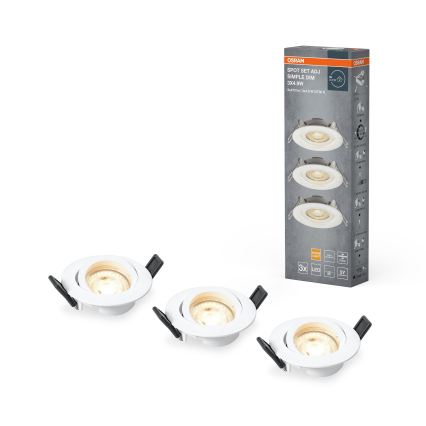 Osram - Set 3x faretti LED da incasso dimmerabili SPOT LED/4,9W/230V 2700K Ø 8,7 cm bianco