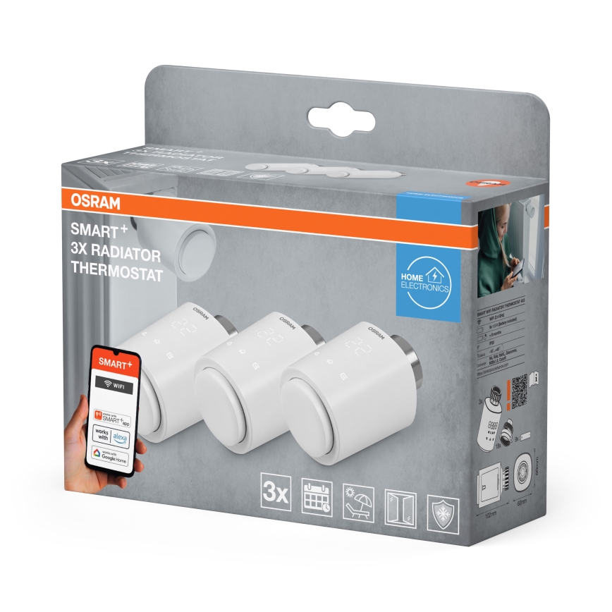 Osram - Set da 3 teste termostatiche SMART+ Wi-Fi (alimentazione 3x AA)