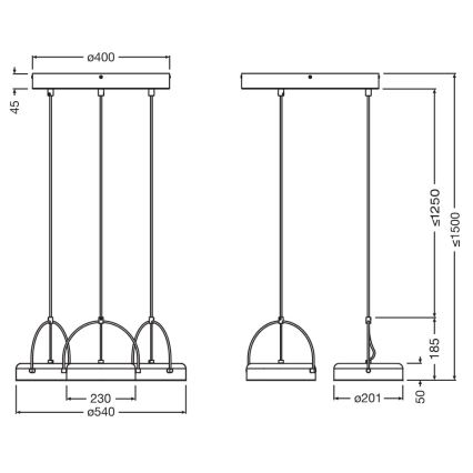 Osram - Sospensione a cavo LED DECOR PUCK 3xLED/12W/230V nera