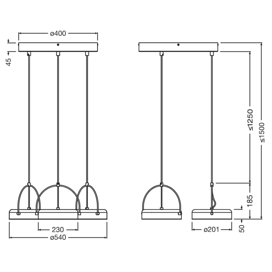 Osram - Sospensione a cavo LED DECOR PUCK 3xLED/12W/230V nera