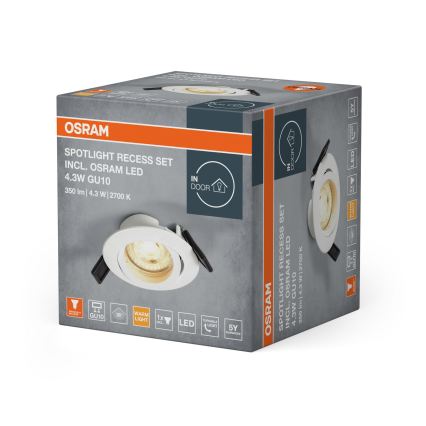 Osram - SPOT LED da incasso 1xGU10/4,3W/230V 2700K CRI 90 bianco