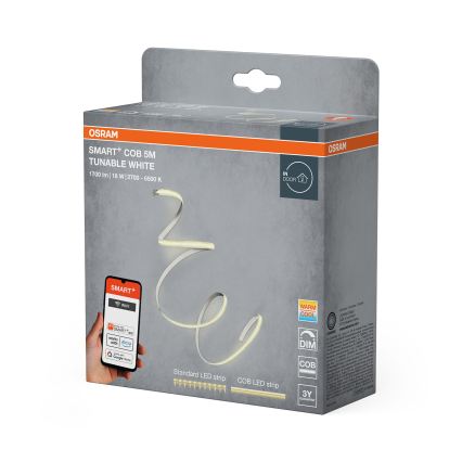 Osram - Striscia LED dimmerabile SMART+ COB 5 m, 18 W, 230 V, 2700–6500 K, Wi‑Fi