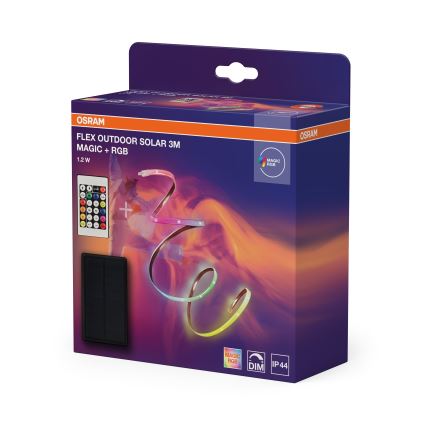 Osram - LED RGBW striscia solare dimmerabile FLEX MAGIC 3m LED/1,2W/3,7V 2000 mAh IP44 + telecomando