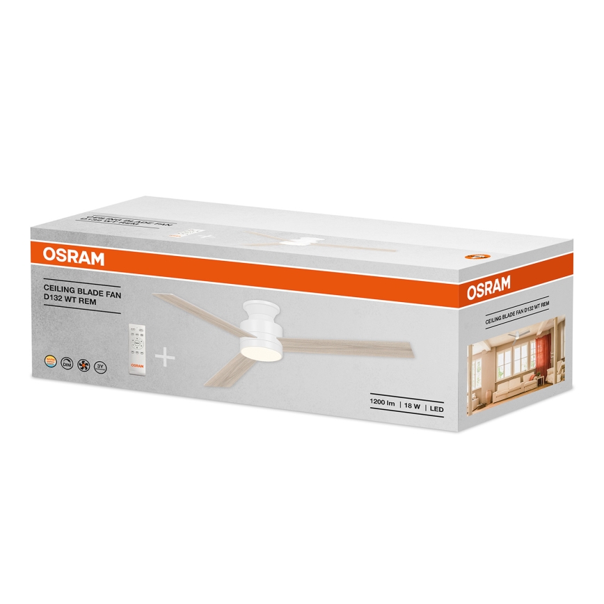 Osram - Ventilatore da soffitto BLADE LED dimmerabile/18W/230V 3000/4000/6000K + telecomando