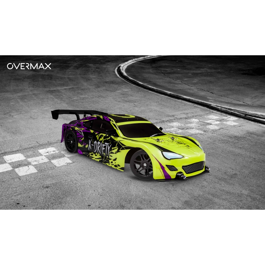 Overmax - Auto da drift radiocomandata X-DRIFT 1000 mAh, giallo/viola