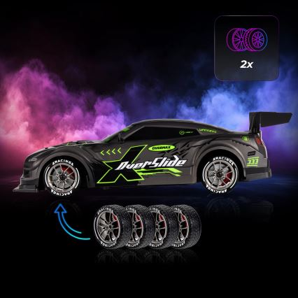 Overmax - Auto da drift radiocomandata X-OVERSLIDE 1000 mAh nero/verde/blu/rosso