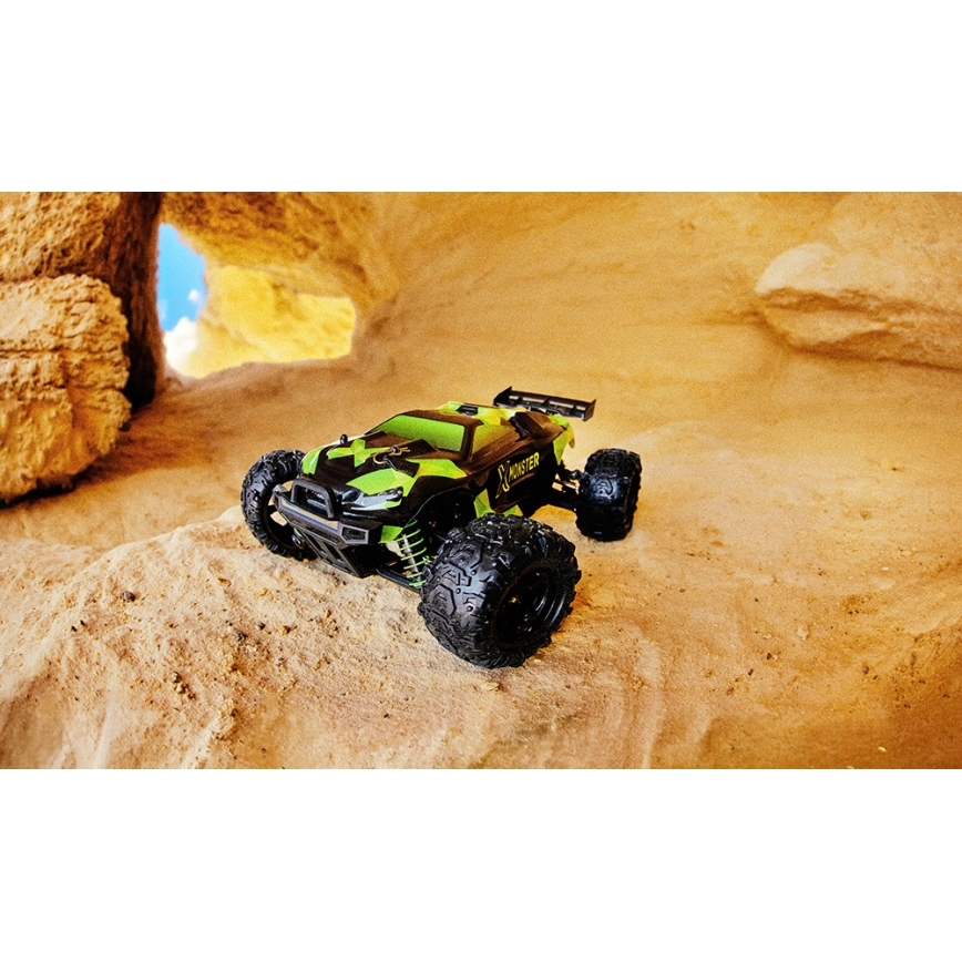 Overmax - Auto radiocomandata X-MONSTER 3.5 con batteria da 1700 mAh, nero/rosso/verde