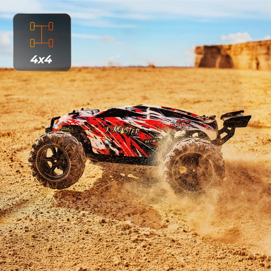 Overmax - Auto radiocomandata X-MONSTER 3.5 con batteria da 1700 mAh, nero/rosso/verde