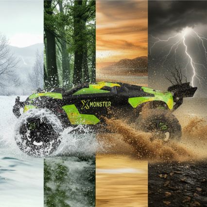 Overmax - Auto radiocomandata X-MONSTER 3.5 con batteria da 1700 mAh, nero/rosso/verde