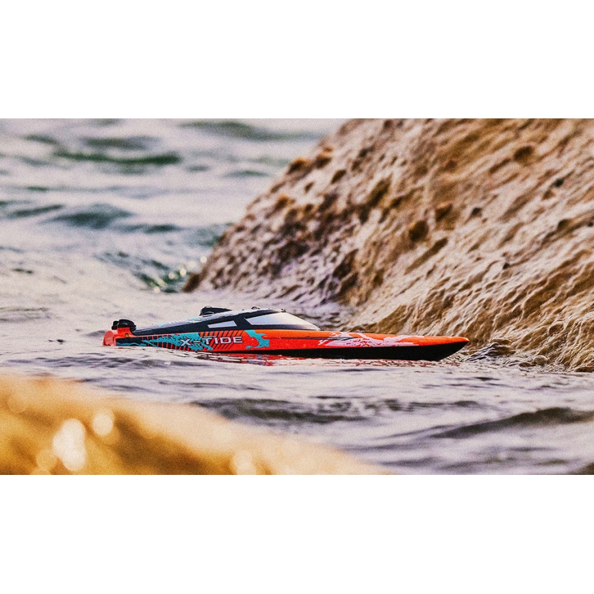 Overmax - Barca telecomandata RC X-TIDE 2400 mAh nero/arancione