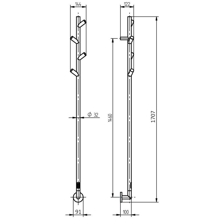 P.M.H. LS1SS - Scaldasalviette elettrico LISA 24W/230V 170 cm IP44 acciaio inox lucido