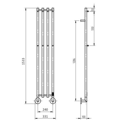 P.M.H. MO1B-R - Scaldasalviette elettrico MONA 93W/230V 153,3 cm IP44 nero