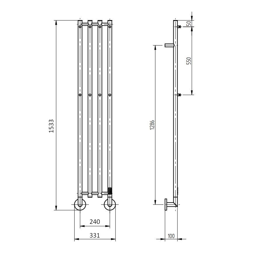 P.M.H. MO1B-R - Scaldasalviette elettrico MONA 93W/230V 153,3 cm IP44 nero