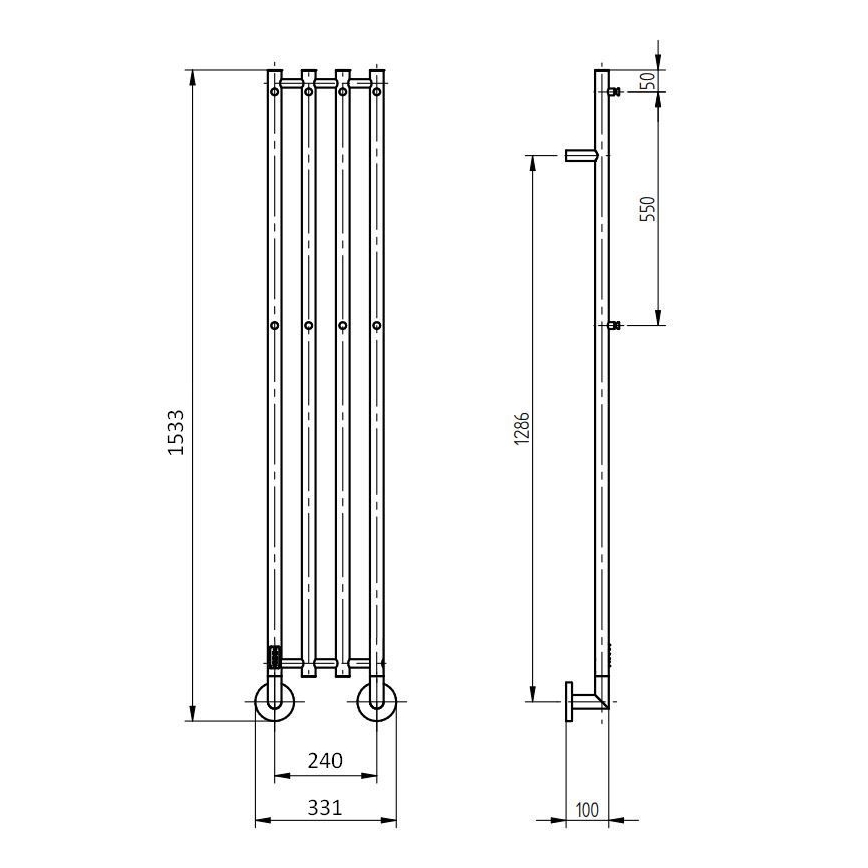 P.M.H. MO1SS-LK - Scaldasalviette elettrico MONA 93W/230V 153,3 cm IP44 acciaio inossidabile lucido