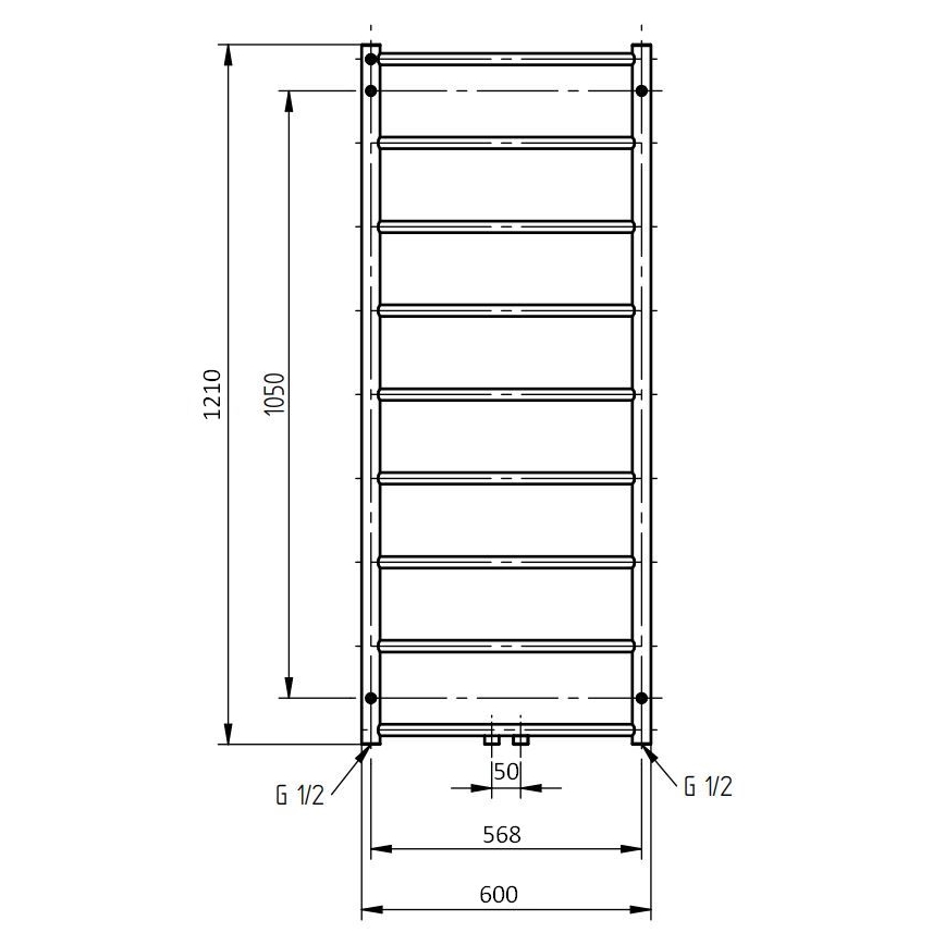 P.M.H. NS4W-M - Scaldasalviette a scala per bagno NAAS 349 W 121 cm bianco