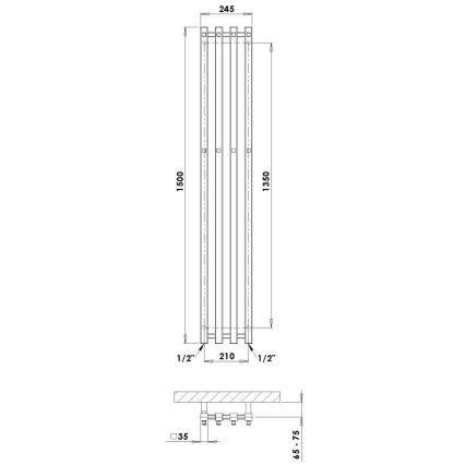 P.M.H. P2W/4 - Scaldasalviette per bagno PLUTO 406W 150 cm bianco