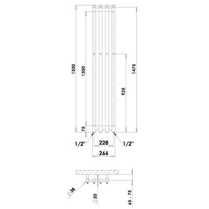 P.M.H. R2C - Scaldasalviette a scala per bagno ROSENDAL 350W 150 cm cromo lucido