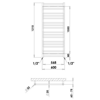 P.M.H. SN4C - Scaldasalviette a scala SORANO 470W 121 cm cromo lucido