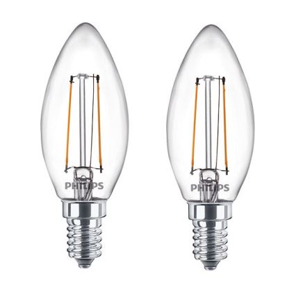 PACK 2x Lampadina LED Philips B35 E14/2W/230V 2700K