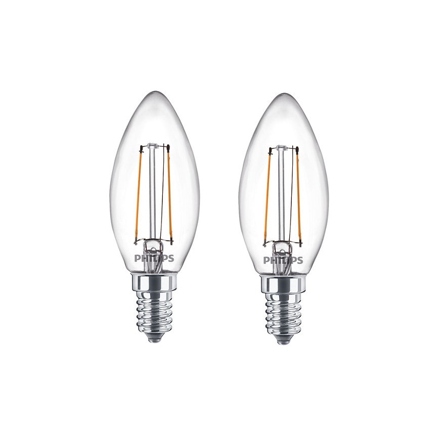 PACK 2x Lampadina LED Philips B35 E14/2W/230V 2700K
