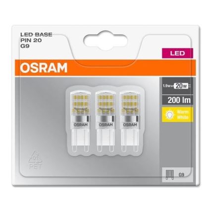 PACK 3x Lampadina LED PIN G9/1,9W/230V 2700K - Osram