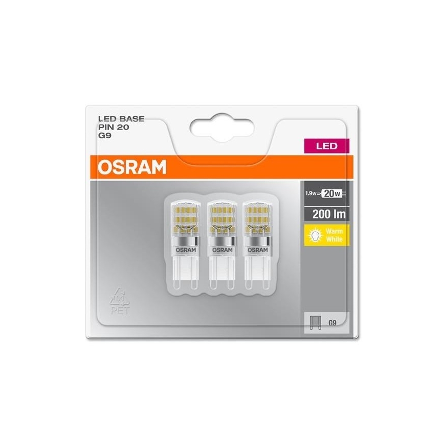 PACK 3x Lampadina LED PIN G9/1,9W/230V 2700K - Osram