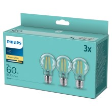 PACK 3x Lampadine LED VINTAGE Philips A60 E27/7W/230V 2,700K