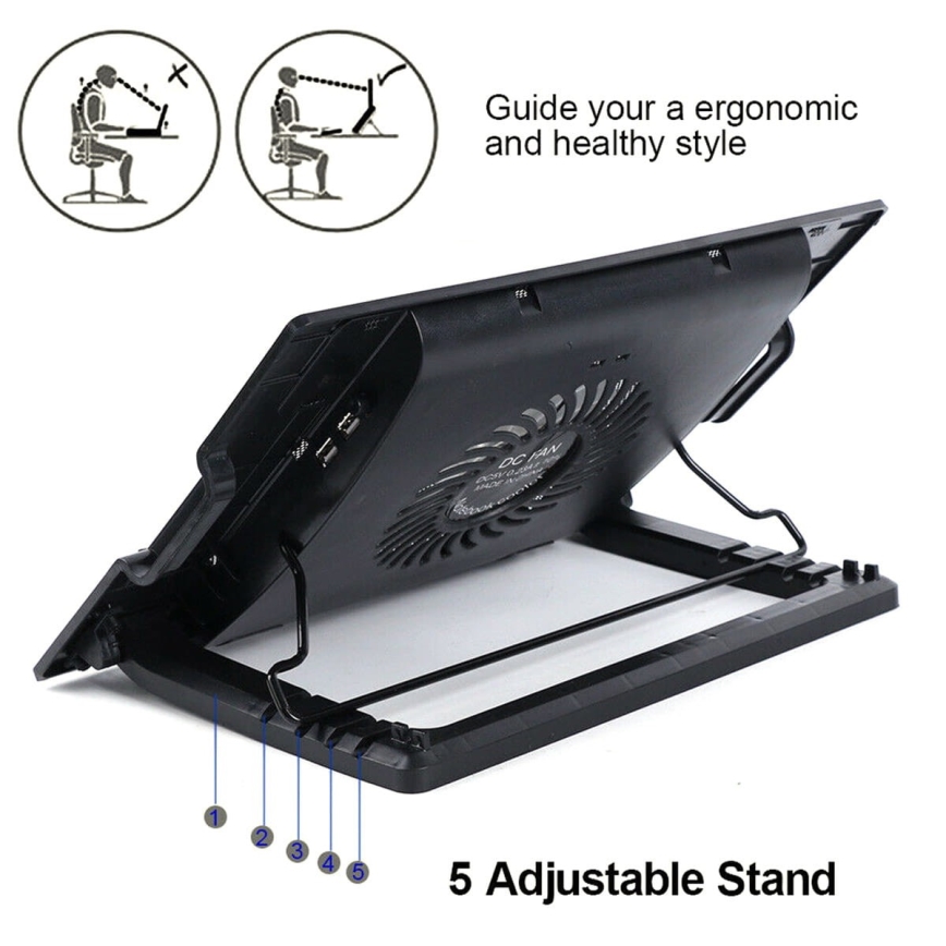 Pad di raffreddamento per laptop 1x ventola 2xUSB nero