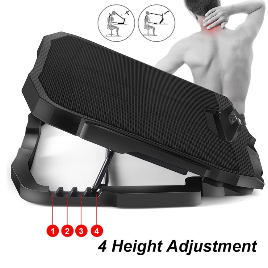 Pad di raffreddamento per laptop 4x ventole 2xUSB nero