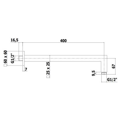 Paffoni - Braccio doccia quadrato 40 cm nero