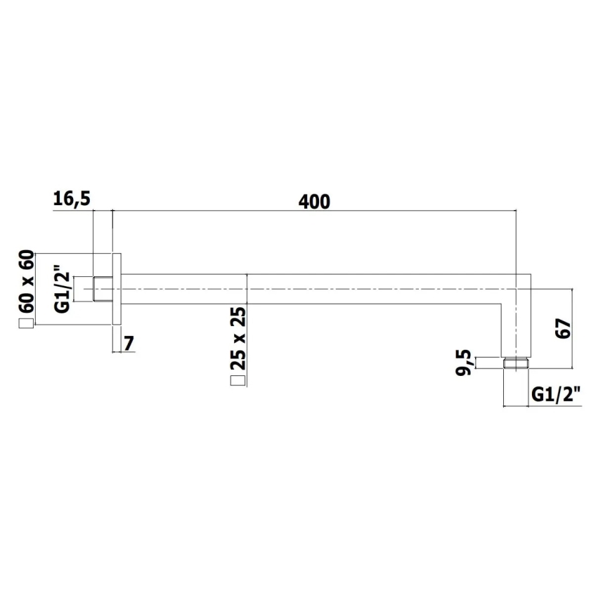 Paffoni - Braccio doccia quadrato 40 cm nero