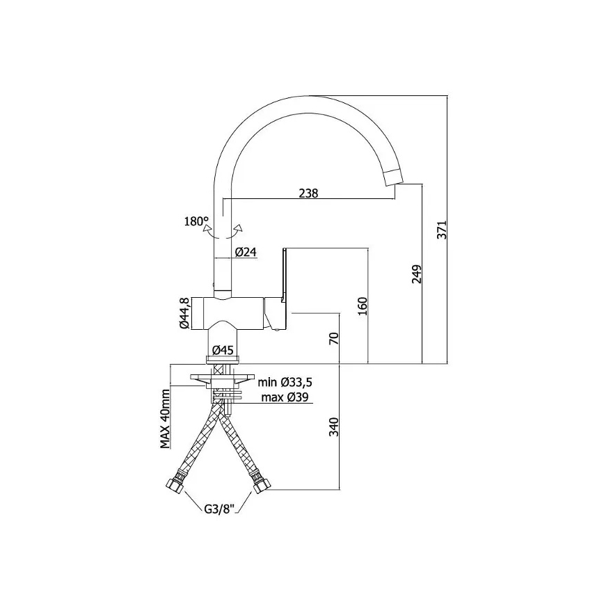 Paffoni - Miscelatore da cucina RINGO, cromo lucido