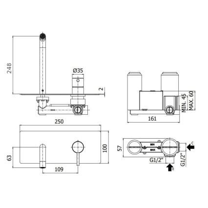 Paffoni - Miscelatore da incasso per lavabo LIGHT in acciaio inox