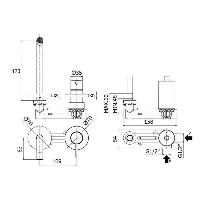 Paffoni - Miscelatore da incasso per lavabo LIGHT oro