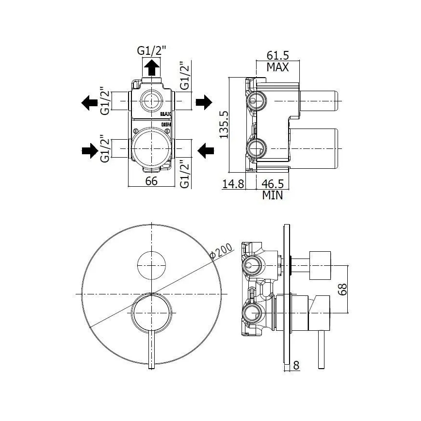 Paffoni - Miscelatore doccia da incasso LIGHT cromo lucido
