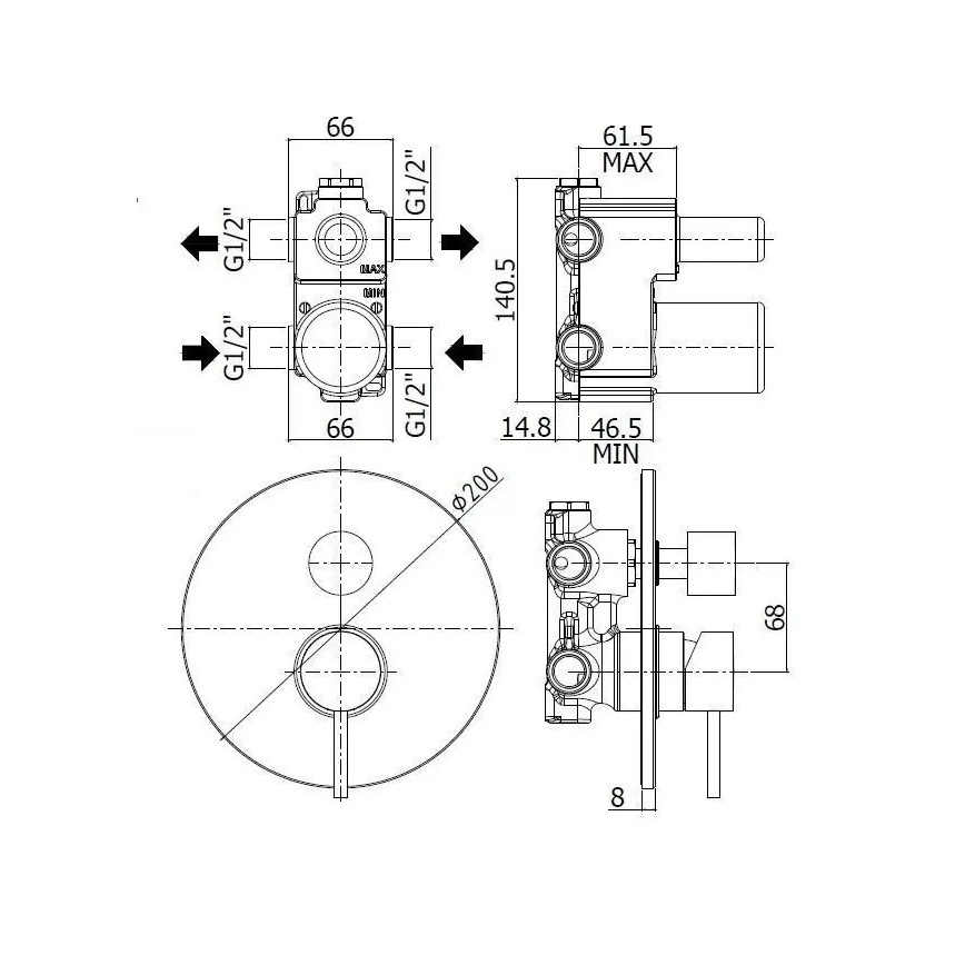 Paffoni - Miscelatore doccia da incasso LIGHT in acciaio inox