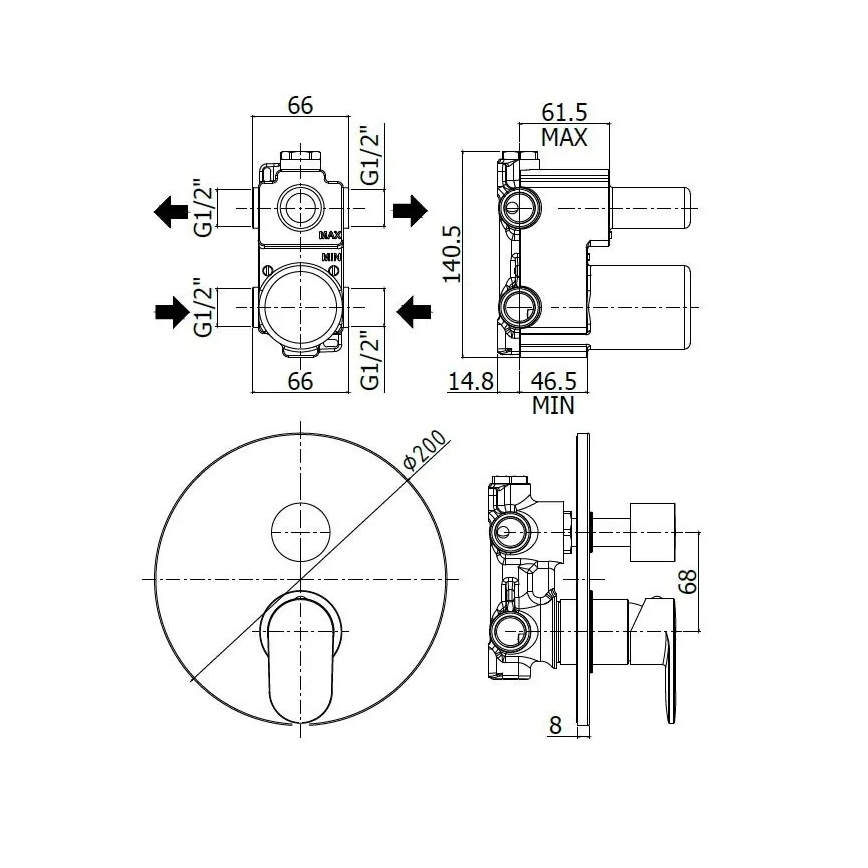 Paffoni - Miscelatore doccia per installazione ad incasso CANDY cromato lucido
