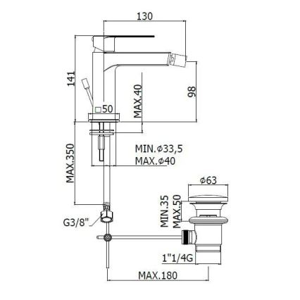 Paffoni - Miscelatore per bidet con piletta di scarico TANGO in acciaio inox