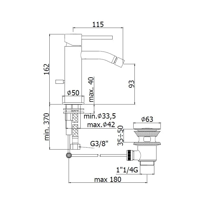 Paffoni - Miscelatore per bidet + piletta LIGHT oro spazzolato