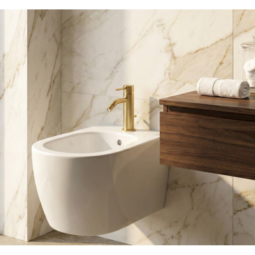 Paffoni - Miscelatore per bidet + piletta LIGHT oro spazzolato