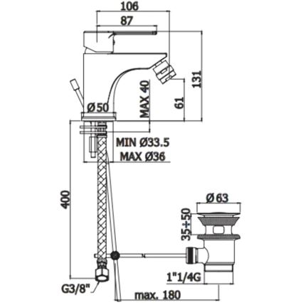 Paffoni - Miscelatore per bidet + scarico RED cromo lucido