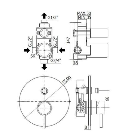 Paffoni - Miscelatore per doccia da incasso LIGHT, cromo lucido
