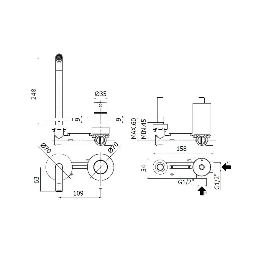 Paffoni - Miscelatore per lavabo ad incasso LIGHT cromato lucido