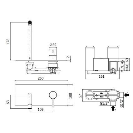 Paffoni - Miscelatore per lavabo ad incasso LIGHT, cromo lucido
