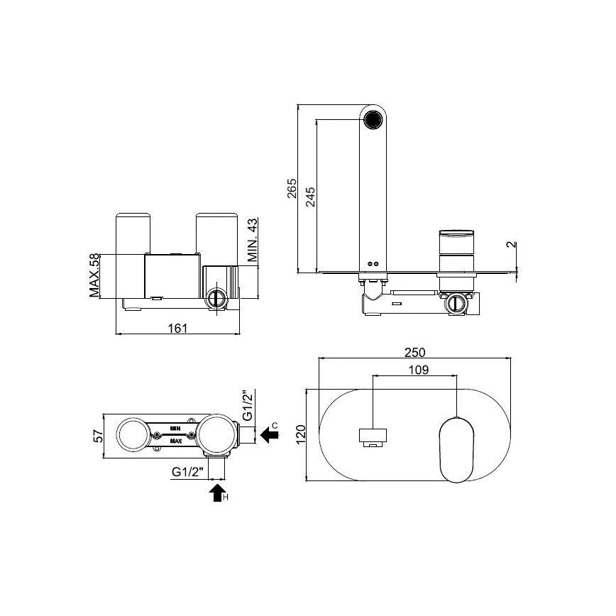 Paffoni - Miscelatore per lavabo da incasso CANDY cromo lucido